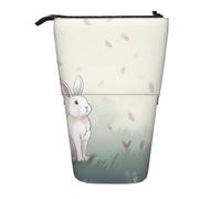 HEBSDFG Trousse à crayons rétractable avec motif de lapin et trousse à cosmétiques, trousse à crayons avec fermeture éclair pour l'école, le bureau, les voyages, Noir , Taille unique, Cartable