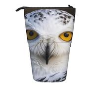 HEBSDFG Trousse à crayons rétractable avec motif yeux de hibou enneigé et pochette cosmétique, trousse à crayons avec fermeture éclair pour l'école, le bureau, les voyages, Noir , Taille unique,