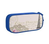 HEBSDFG Trousse à crayons romantique avec imprimé tour de Paris pour garçons et filles, noir, haute capacité, trousse de maquillage pour étudiants, école, université, bureau, bleu, One Size, Cartable