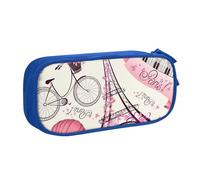 HEBSDFG Trousse à crayons romantique avec imprimé Tour Eiffel Paris pour garçons et filles - Noir - Grande capacité - Trousse de maquillage pour étudiants, école, université, bureau, bleu, One Size