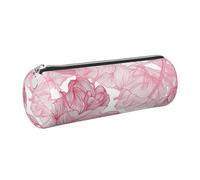 HEBSDFG Trousse à crayons ronde avec imprimé floral rose et pochette cosmétique, fermeture éclair dorée pour bureau, école, voyage, cadeau, Argenté., One Size, Cartable