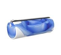 HEBSDFG Trousse à crayons ronde romantique avec imprimé rose bleue et pochette cosmétique, fermeture éclair dorée pour bureau, école, voyage, cadeau, Argenté., One Size, Cartable