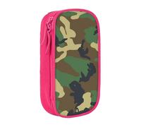 HEBSDFG Trousse à crayons verte avec imprimé camouflage militaire haute capacité avec emplacements pour stylos et pochettes pour l'école, les voyages, le maquillage, rose, One Size, Cartable