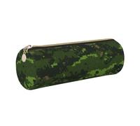 HEBSDFG Trousse ronde en cuir avec fermeture éclair dorée - Imprimé camouflage numérique - Pour l'école, le bureau, les voyages, doré, One Size, Cartable