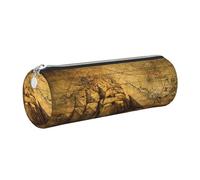 HEBSDFG Trousse ronde en cuir avec fermeture éclair dorée sur le thème des pirates nautiques - Pour l'école, le bureau, les voyages, Argenté., One Size, Cartable