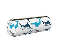 HEBSDFG Trousse ronde en cuir avec motif requins et trousse à cosmétiques, fermeture éclair dorée pour bureau, école, voyage, cadeau, doré, One Size, Cartable