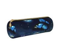 HEBSDFG Trousse ronde en cuir PVC avec fermeture éclair Motif papillons nocturnes, blanc, Taille unique, Cartable