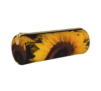 HEBSDFG Trousse ronde en cuir PVC avec fermeture éclair - Motif tournesol jaune - Pour l'école, le bureau, les voyages - Cadeau élégant, blanc, Taille unique, Cartable