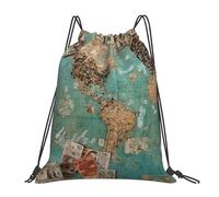 HEBSDFG Under The Sea Sac à dos de sport léger et réutilisable avec cordon de serrage pour femme, Travel World, One Size, Sac à dos de voyage