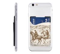 HEBSDFG West Desert with Cowboys Riding Horses Printed Phone Card Holder Wallet, Adhesive Stick on Phone Wallet Case for iPhone and Android, West Desert Avec Cowboys Chevaux, One Size, Décontracté