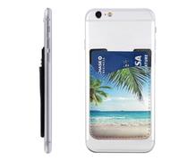 HEBSDFG West Desert with Cowboys Riding Horses Printed Phone Card Holder Wallet, Adhesive Stick on Phone Wallet Case for iPhone and Android, Palmier tropical plage hawaïenne, One Size, Décontracté