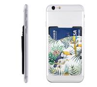 HEBSDFG West Desert with Cowboys Riding Horses Printed Phone Card Holder Wallet, Adhesive Stick on Phone Wallet Case for iPhone and Android, Oiseau tropical feuilles, One Size, Décontracté