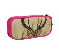 HEBSDFG Whitetail Trousse à crayons noire haute capacité avec imprimé cerf fauve dans la nature sauvage pour garçons et filles, rose, One Size, Cartable