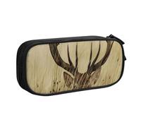 HEBSDFG Whitetail Trousse à crayons noire haute capacité avec imprimé cerf fauve dans la nature sauvage pour garçons et filles, Noir , One Size, Cartable