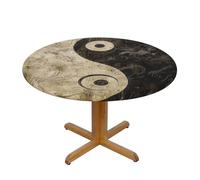 HEBSDFG Yin_Yang_Symbol Nappe ronde imprimée M (138 cm de diamètre) - Polyester imperméable à bord élastique pour tables rondes, salle à manger intérieur/extérieur et cadeau