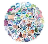 Hebterrka Animaux Marins Sticker Set, 100 Autocollants Étanches pour Enfants, Adolescents Et Adultes, Stickers Colorés De Poissons, Tortues, Baleines, Idéal pour Ordinateur Portable Et Plus