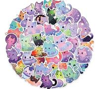 Hebterrka Lot de 100 autocollants de dessin animé arc-en-ciel ciel étoilé pour chat, autocollants esthétiques mignons en vinyle pour bouteille d'eau