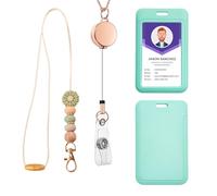 Hebterrka Porte-badge coloré avec cordon de perles en silicone avec clip de ceinture, design rétractable et mousqueton pour le transport polyvalent