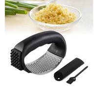 Hebterrka Presse-ail Rocker 2024 - Écrasé Ail - En acier inoxydable - Avec éplucheur et brosse de nettoyage - Outil de cuisine