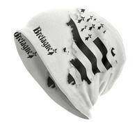 HEBUOUI Bretagne United Flag Carte Crânes Bonnets Casquettes Hiver Chaud Tricoté Chapeau Unisexe Adulte Breizh Breton Carte Bretagne Fier Bonnet Chapeaux Cadeau de Noël Personnalisé pour Boyfriend