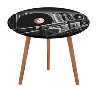 HEBVNJF Nappe ronde ajustée avec bord élastique - Disques vinyle - Imperméable - Pour table ronde de salle à manger