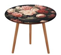 HEBVNJF Nappe ronde avec pivoines et roses - Nappe de table d'extérieur - Pour salle à manger, cuisine, appartement, pique-nique, camping, fête, pendaison de crémaillère - 110 cm