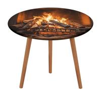 HEBVNJF Nappe ronde en bois de chauffage brûlant - Grande nappe de table d'extérieur - Pour salle à manger, cuisine, appartement, pique-nique, camping, fête, pendaison de crémaillère - 110 cm