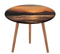 HEBVNJF Nappe ronde montagne et eau au coucher du soleil - Nappe de table d'extérieur - Pour salle à manger, cuisine, appartement, pique-nique, camping, fête, cadeau de pendaison de crémaillère - 130