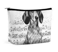 HEBVNJF Trousse de maquillage de voyage portable drôle bouledogue anglais sac de rangement pour femme/fille, Notes de musique teckel, Taille unique