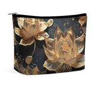 HEBVNJF Trousse de maquillage de voyage portable pour femme/fille, Fleurs dorées Boho, One size