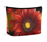 HEBVNJF Trousse de maquillage de voyage portable pour femme/fille Motif chevaux brodés, Tournesol rouge, Taille unique