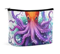 HEBVNJF Trousse de maquillage de voyage portable pour femme/fille Motif crâne maléfique, Pieuvre coloré., Taille unique