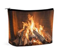 HEBVNJF Trousse de maquillage de voyage portable pour femme/fille Motif papillons Narcisse Fleurs, Grande cheminée à bois de chauffage, Taille unique