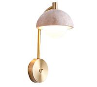 HEBXMF Applique murale simple culot G9, style industriel moderne, verre travertin jaune et cuivre, plafonnier créatif, luminaire décoratif pour chambre ou entrée