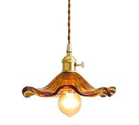 HEBXMF Suspension de Style rétro américain, tête de Lampe créative en Laiton, Abat-Jour en Verre, Base E27, Lustre à Une tête, luminaires décoratifs pour Salon de thé, Balcon, Bar