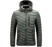 Hecatombic Doudoune Légère À Capuche Détachable Et Chaude Pour Hommes De Couleur Unie Coupe Ajustée Automne Et Hiver Doudoune Coupe-vent Décontractée En Plein Air À La Mode (Vert,TTG)