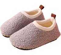 Hecatombic Pantoufles Antidérapantes Chaudes D'hiver Pour Enfants Garçons Et Filles Pantoufles D'intérieur D'automne Rembourrées Et épaisses Chaussettes De Sol (Gris,34-35)
