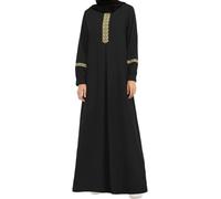 Hecatombic Robe Abaya Musulmane pour Femme Élégante Fermeture Éclair Robe De Prière Traditionnelle Islamique Mode Lâche Décontracté Musulman Ramadan Culte Vêtements De Prière (Noir,M)