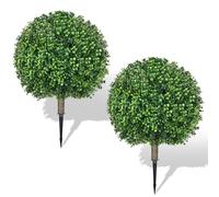 Hecaty Plante Artificielle Buis Exterieur 65 cm: Lot de 2 Fausse Plante avec Pointes - Résistantes UV & Imperméables, Plantes Artificielles pour Intérieur, Extérieur, Porche, Jardin