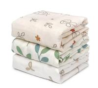 HECCEI Langes Bébé Lot de 3 Maxi 120x120 cm, Lange d'emmaillotage Bébé en Gaze de Coton et Bambou, Couverture Bebe Douce et Respirante Idéale pour Cadeau de Naissance