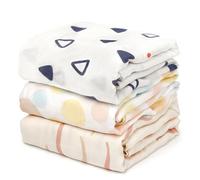 HECCEI Langes Bébé Lot de 3 Maxi 120x120 cm, Lange d'emmaillotage Bébé en Gaze de Coton et Bambou, Couverture Bebe Douce et Respirante Idéale pour Cadeau de Naissance