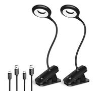 HECDSTLY Lot de 2 lampes de lecture à clipser pour lit, lampe de lecture rechargeable à piles - 5 couleurs et 5 luminosités - Bras flexible à la tombée de la nuit pour enfants - Cadre en métal