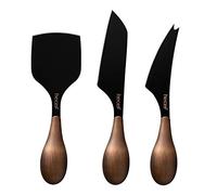 hecef Set de 3 couteaux à fromage, lames larges, finition bronze grainé | Couteau à pointe fourchue, couteau pour pâte dure et ciseau à fromage, pour les fromages à pâte molle, semi-dure ou dure