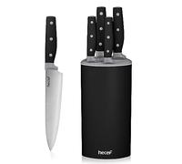 hecef Set de 5 Couteaux de Cuisine avec Bloc Universel Ventilé, Noir