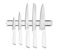 hecef Set de 5 Couteaux de Cuisine avec Porte-Couteaux Aimanté Mural, Blanc