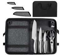 hecef Set de Couteaux de Cuisine avec Planche, Étuis et Sac de Transport