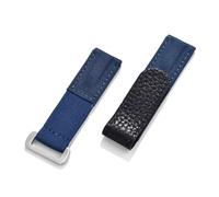 HECHENBAO Bracelet de montre adhésif bleu pâle, 20 mm, en cuir et nylon, for remplacement de montre, adapté à un usage quotidien(Blue-Blue Line)