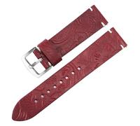 HECHENBAO Bracelet de montre en cuir gravé for homme et femme, chaîne de montre adaptée à un usage quotidien(Red - Silver,22mm)