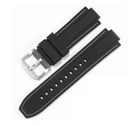 HECHENBAO Bracelet de montre en silicone compatible avec les bracelets de montre en caoutchouc silicone GST-B400 B200 (14 à 16 mm)(Black gray-Steel-K2,14x24mm)