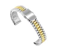 HECHENBAO Bracelet de montre fin en acier argenté et doré for femme, petite taille, chaîne en acier inoxydable, 10, 12, 14, 16 mm, convient à un usage quotidien(Silver gold,14mm)